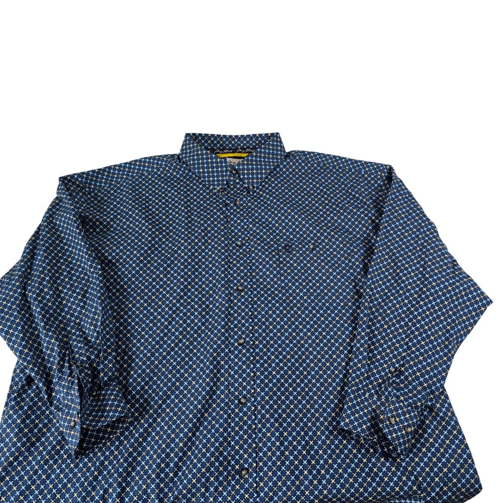 Wrangler George Strait‎ Cowboy Cut Blue Geometric Shirt MGSN022 Mens 4X Cotton